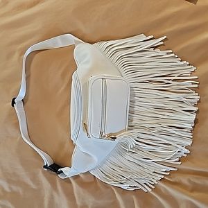 White Fringe Fanny Pack